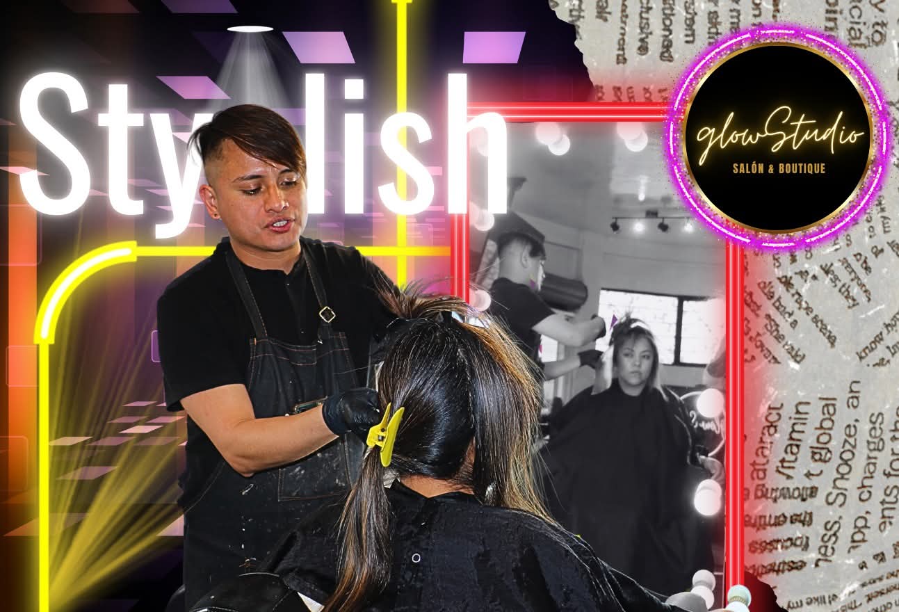 Promoción Stylish de Glow Studio: estilista aplicando color a una clienta